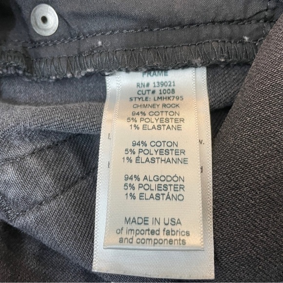 Frame Denim Mens 30 x 33 L'Homme Skinny Jeans Black Distressed - Picture 10 of 10